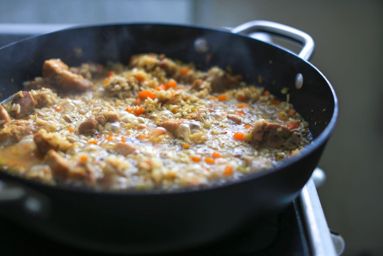 Paella-style chicken and risoni with chorizo