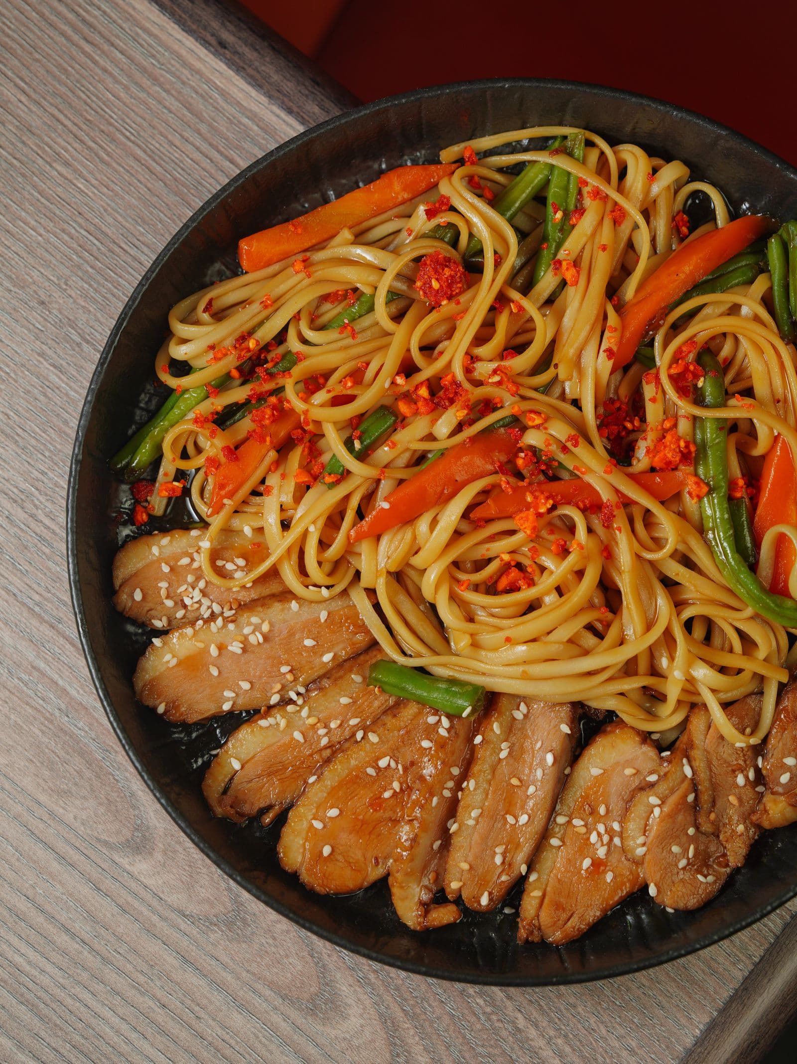 Teriyaki chicken noodle stir-fry