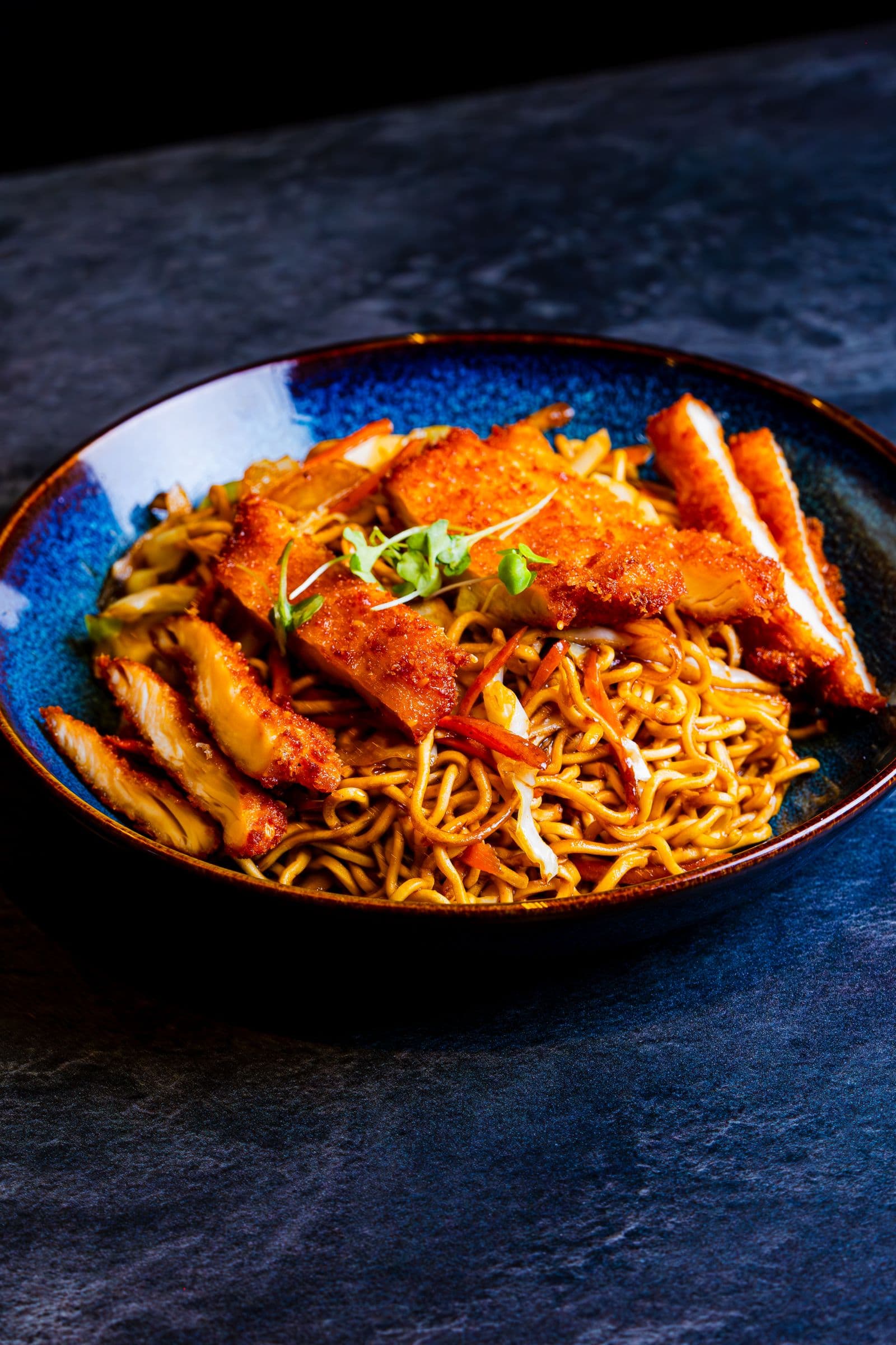 Sweet chilli chicken and broccoli stir-fry with egg noodles
