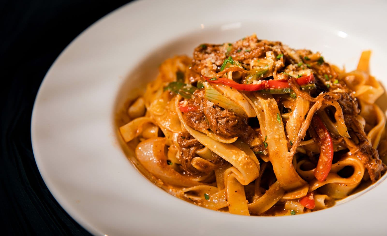 Beef and mushroom ragu with spaghetti