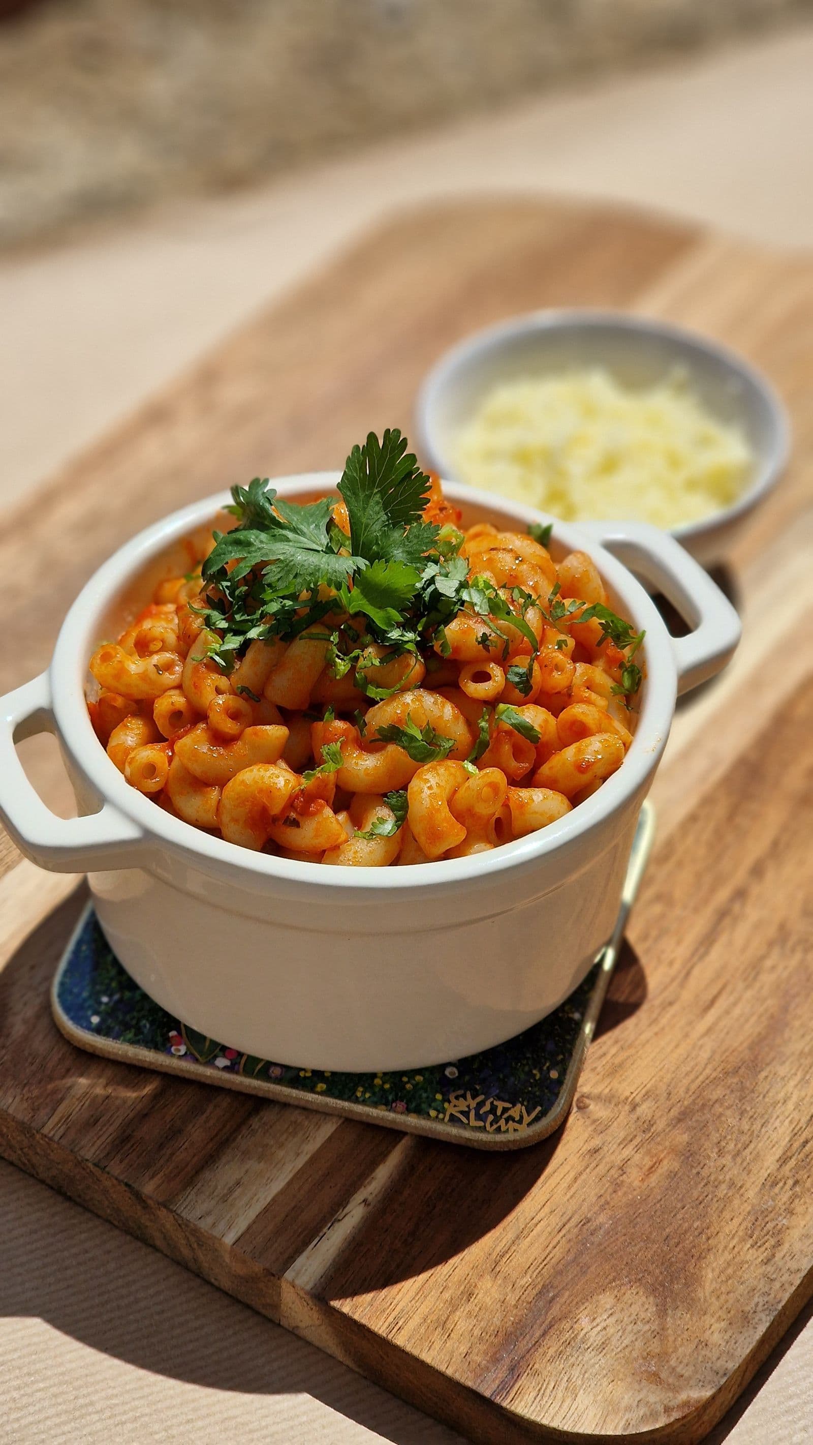 Butter chicken mac and cheese