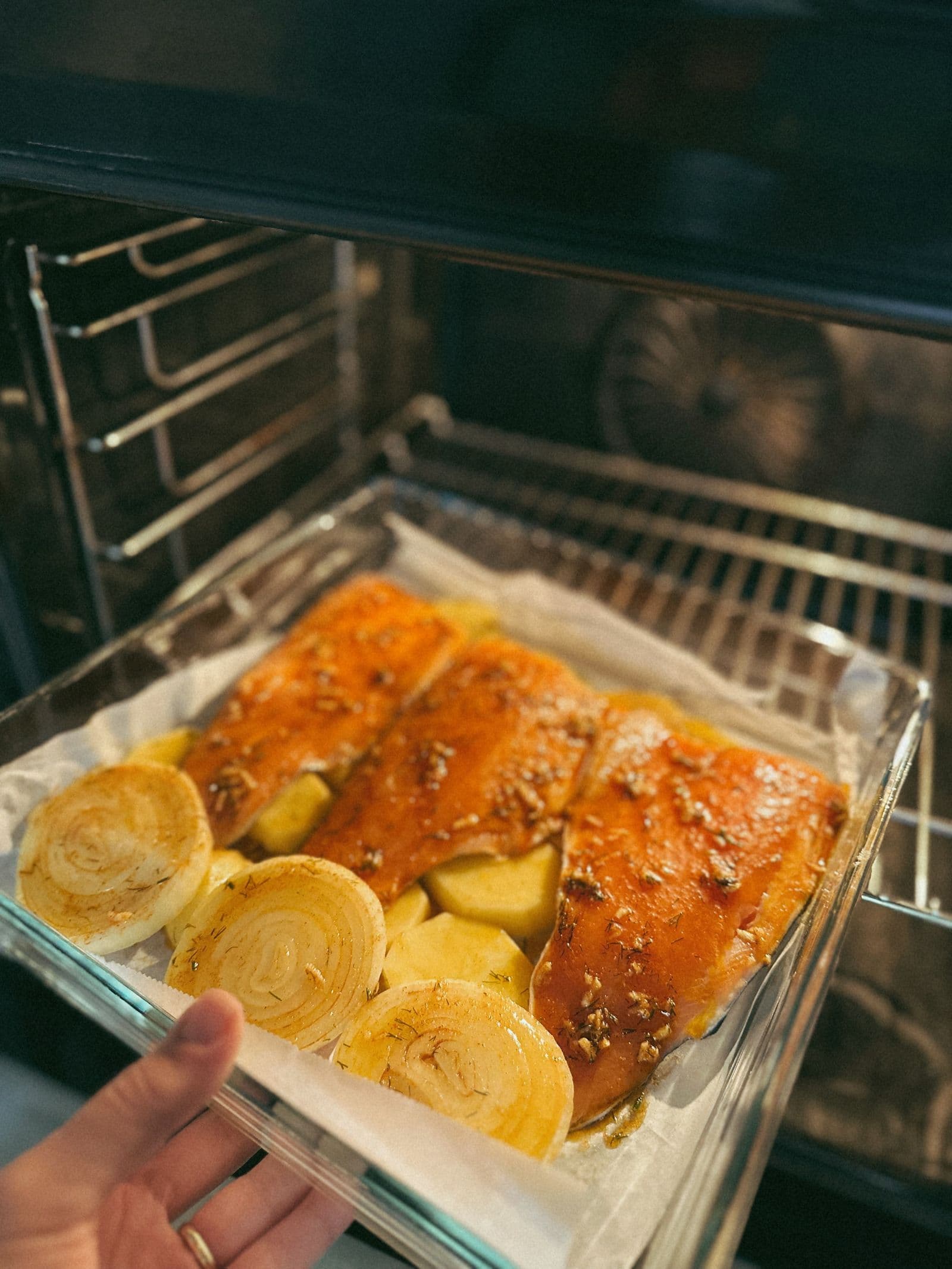 Portuguese-style baked fish with potato and onion