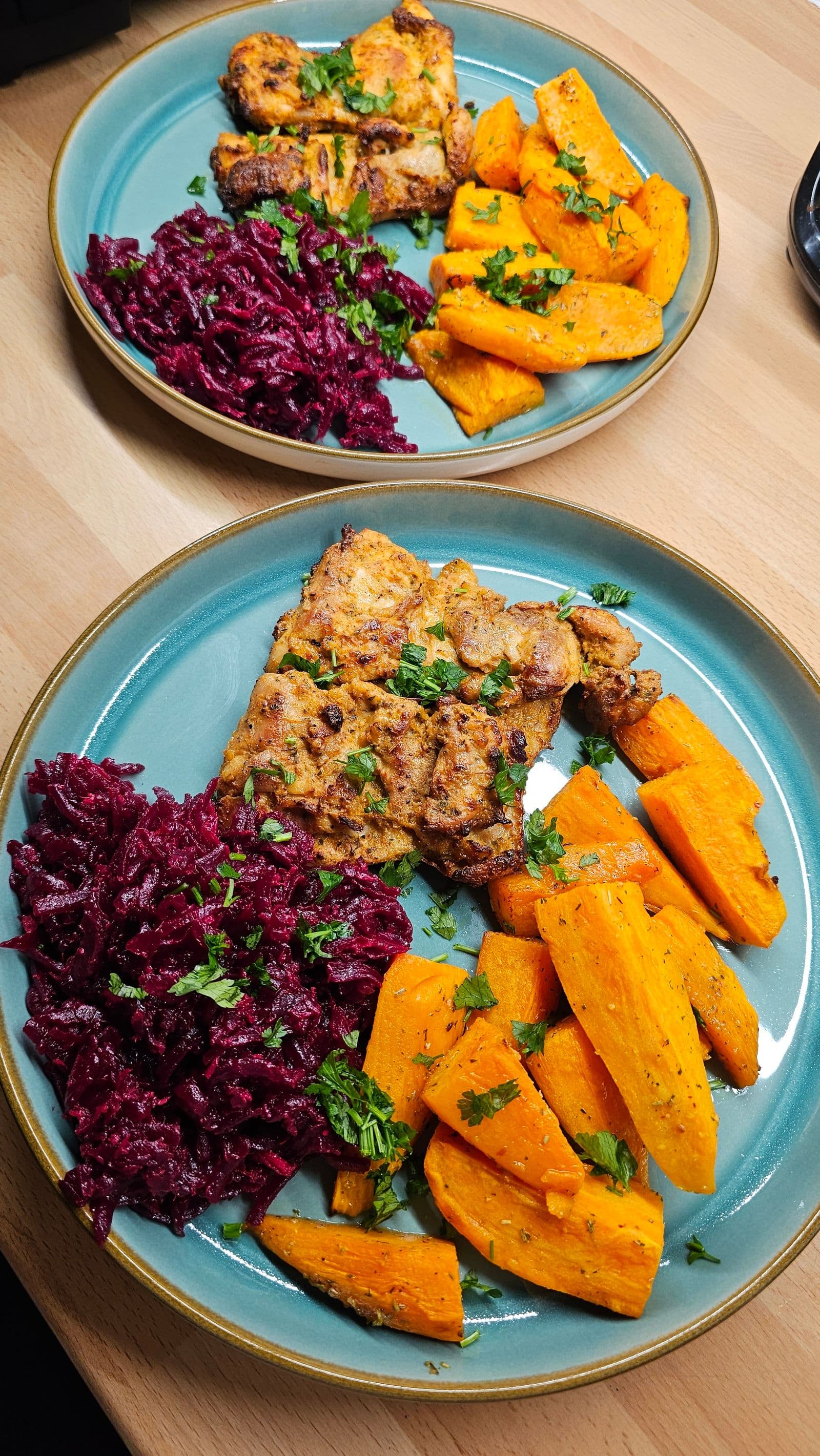 Honey soy chicken and kumara traybake