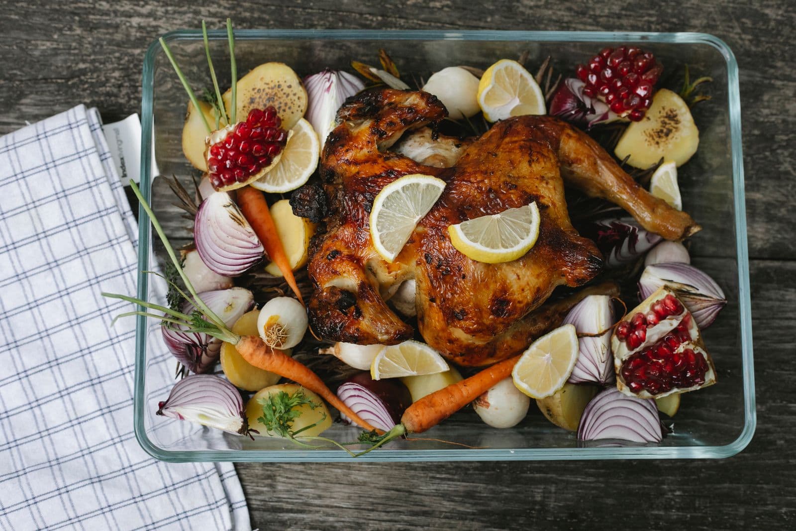 Lemon and herb chicken traybake with kumara